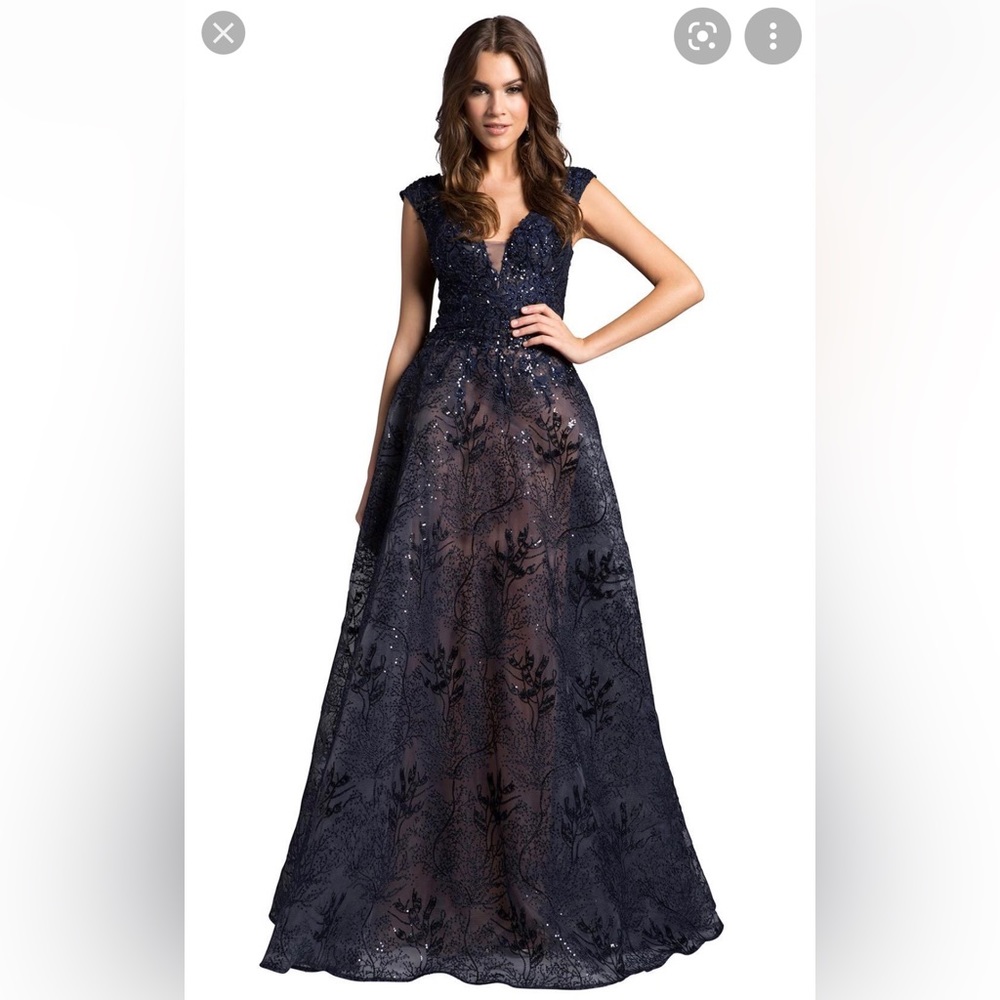 Navy Blue Lara Evening Couture Dress Gown